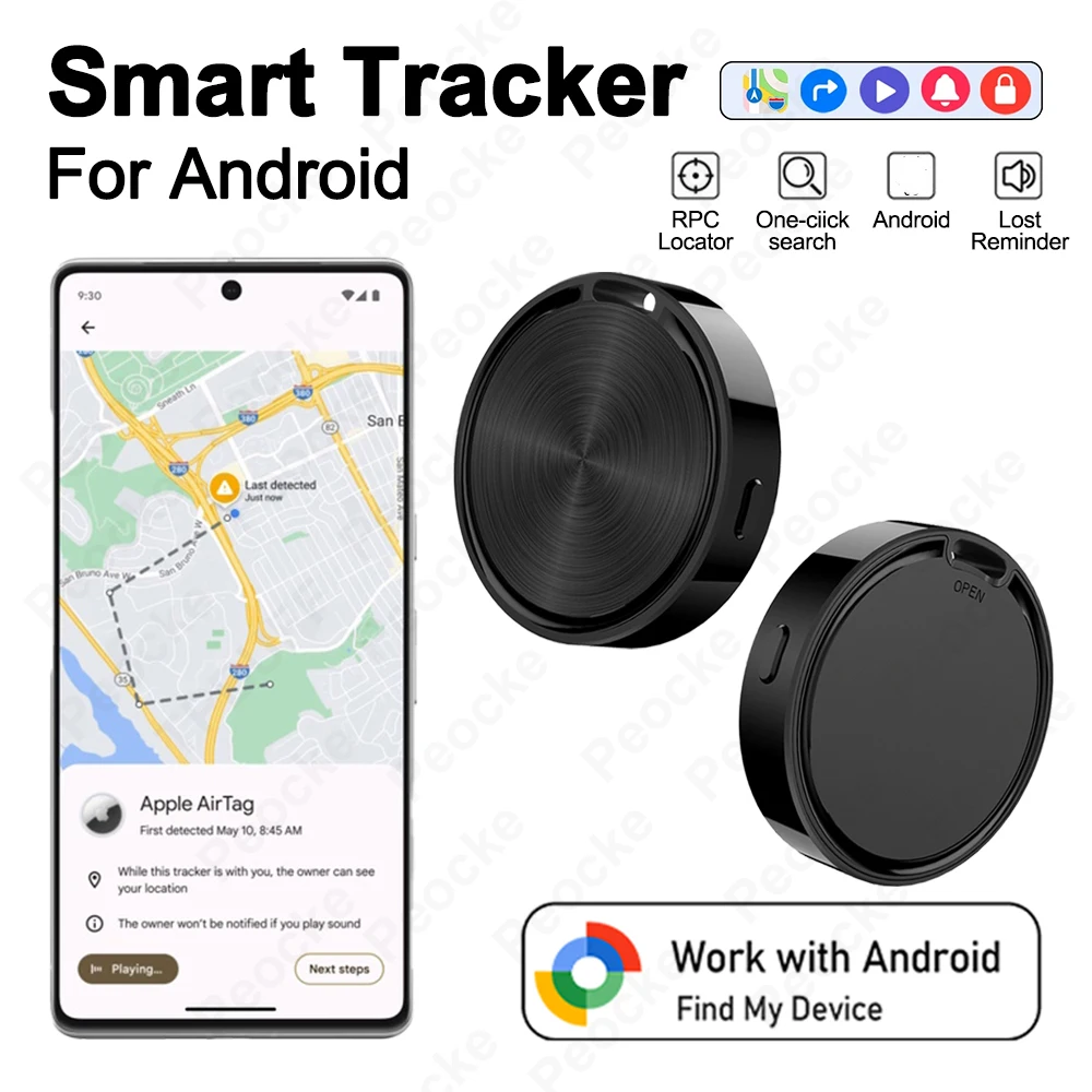 

Мини-трекер Bluetooth работает с устройствами Google Find Hub Smart Tag GPS-локатор отслеживание глобального позиционирования анти-потеря для Android