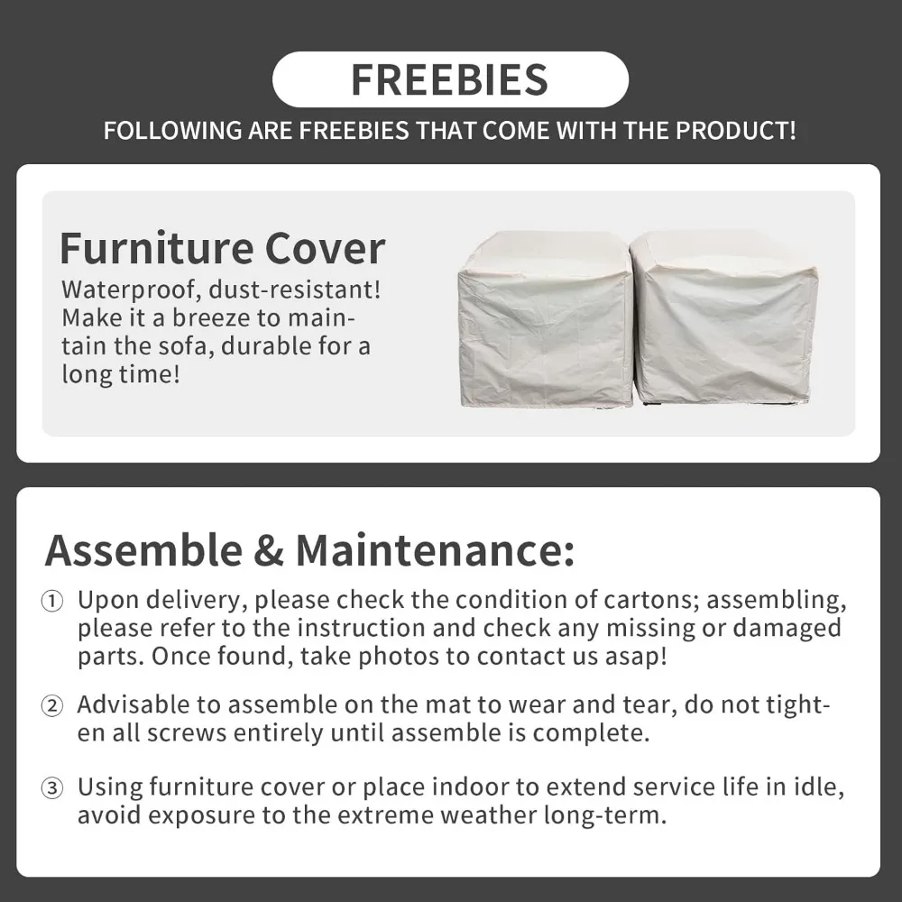 Outdoor Patio Single Sofa Chairs Set of 2 with Anti-Slip Cushions and Waterproof Features