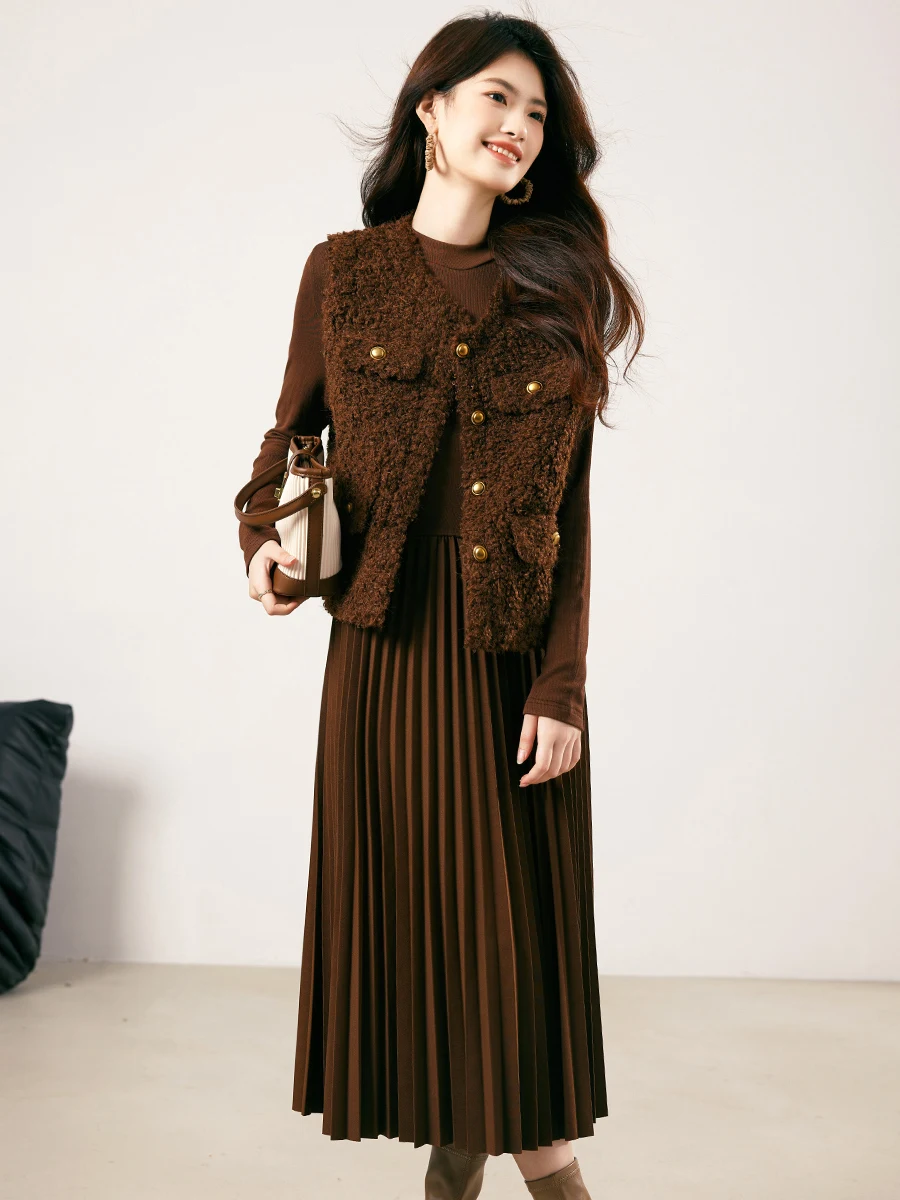 

Женский модный комплект Ele Lady: Новинка осень-зима 2025 – комплект из двух предметов (жилет и платье) в стиле «Маленький аромат», полиэстер