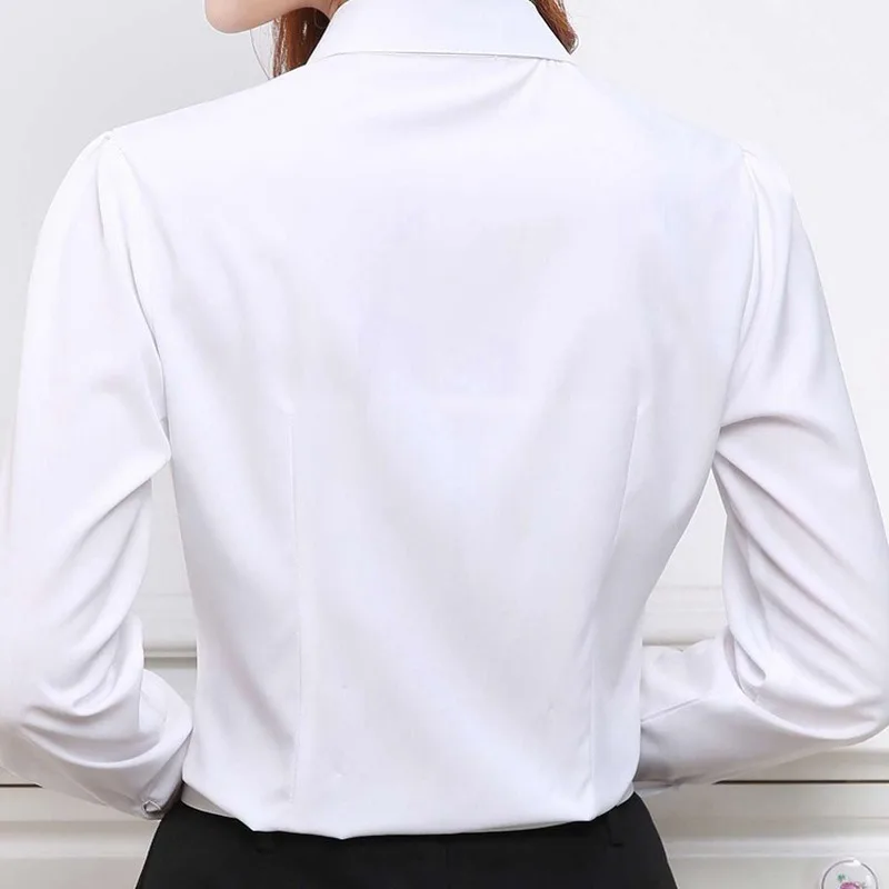 JFUNCY Women White Tops and Blouses 2023 OL Long Sleeve Shirts Female Slim Blusas Korean Fashion Office Lady Work Wear