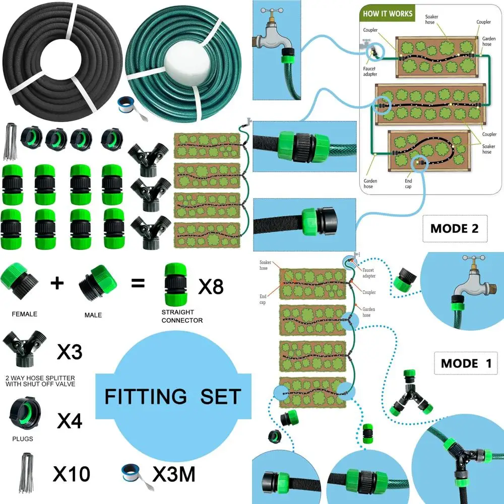 

60ft Soaker Hose for Efficient Garden Irrigation, PVC 50ft Hose, Linkable Drip Hose for Consistent Water Savings and Heavy Duty