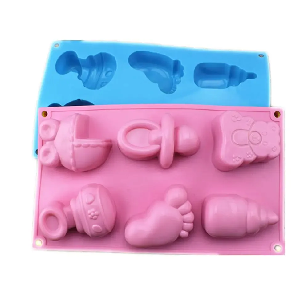 Cute Feet Pacifier Baby Carriage Shape Soap Silicone Mold for DIY Chocolate Candy Handmade Ornaments Plaster Candle Fondant Mold