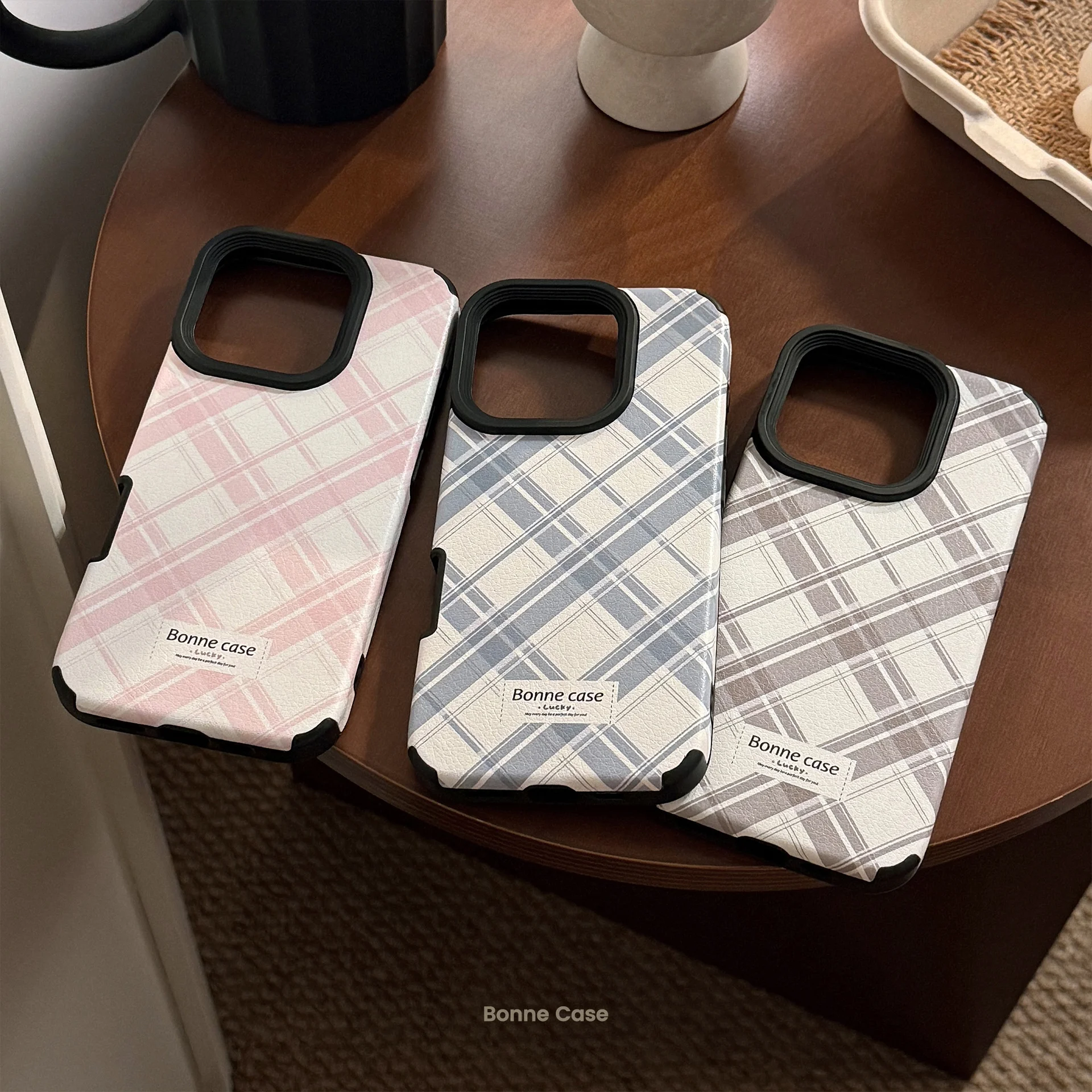 حافظة آيفون جلدية كورية بنمط Lingge 15 14 13 12 11 16 17 Pro Max Plus #4