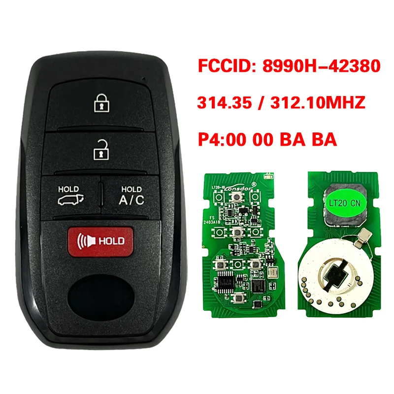 CN007320 Auto Key For Toyota RAV4 2021 Smart Remote Control  8990H-42380 8990H-42381 HYQ14FBX 314.35/312.10MHZ P4:00 00 BA BA