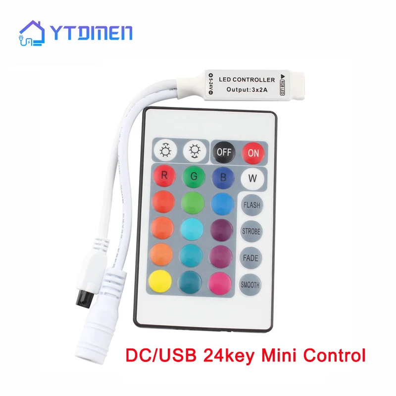 RGB LED Light Controller DC 5V 12V Mini 24key IR telecomando LED Light Strip Dimmer per 5050 5630 RGB USB Lamp Controller