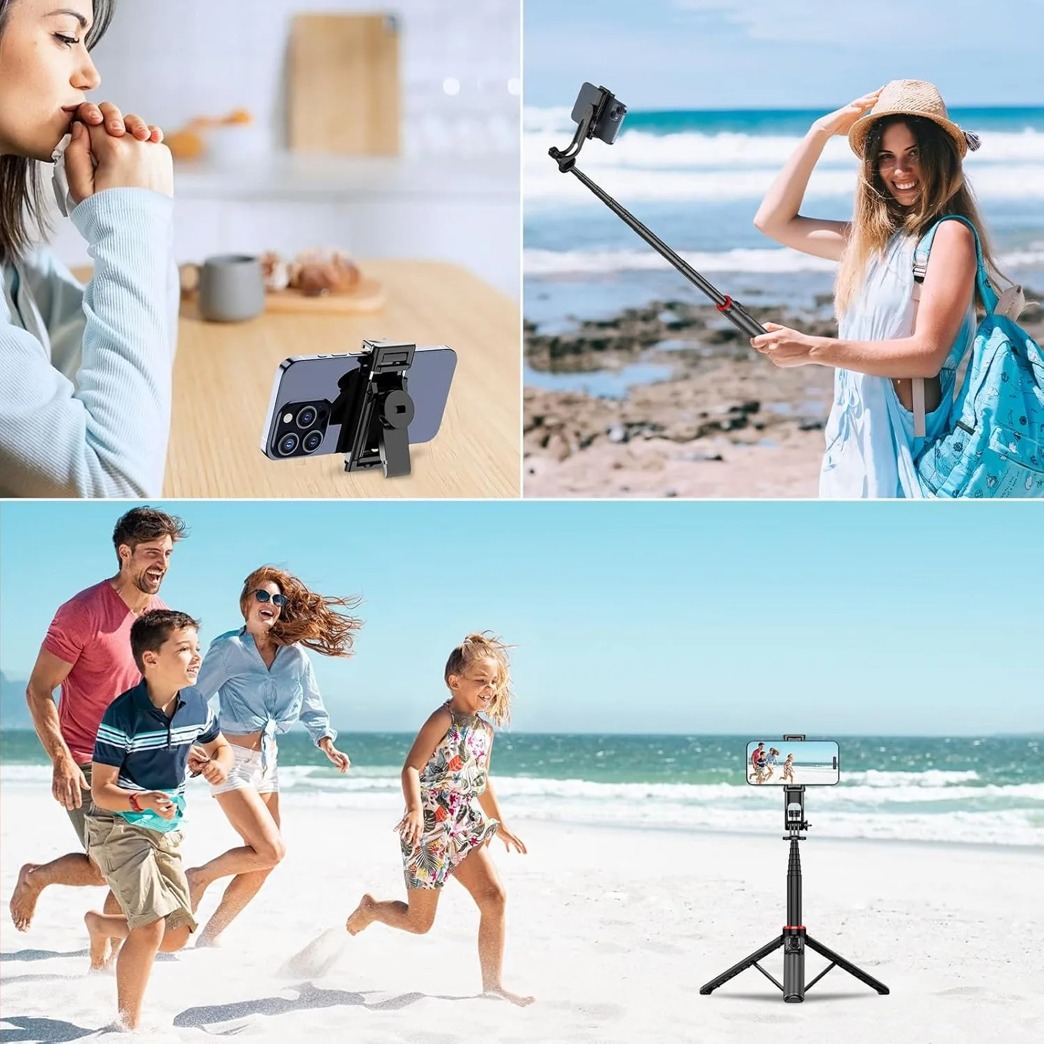 130cm Selfie Stick Tripod, Smartphone Tripod Stand with Wireless Remote Control Portable Retractable Cell Phone Tripod