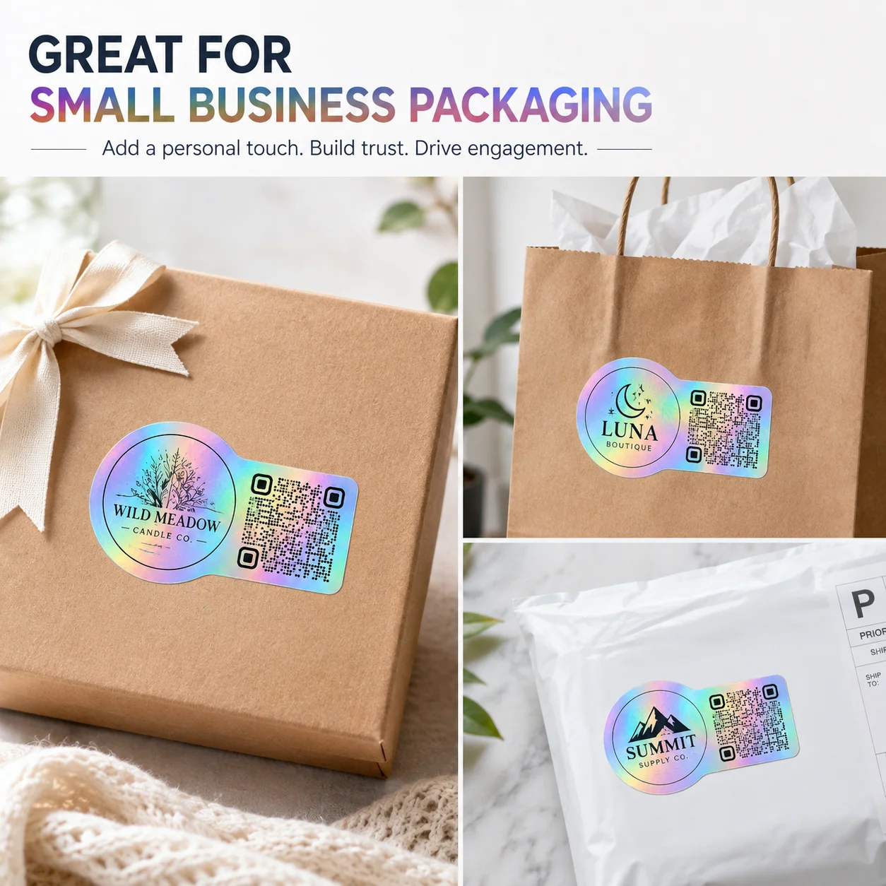 Custom laser QR code stickers, customizable with logo and QR code, to uniquely showcase product advantages, can be used as product sealing stickers