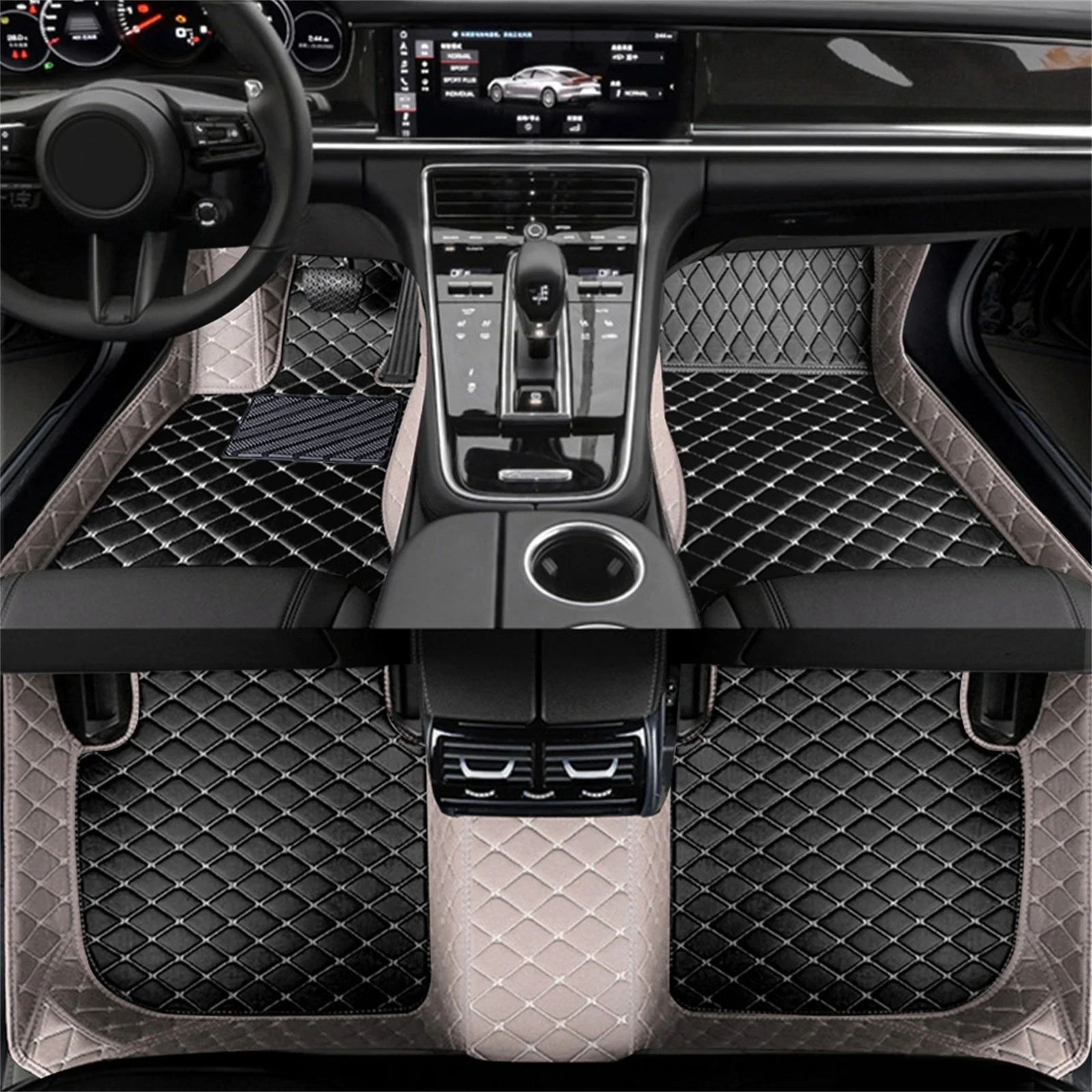 Color Splicing Car Floor Mats for Audi Q4 E-tron 2022 2023 Q5 E-tron Q5 Sportback 2023 Car Accessories Artificial Leather view 5