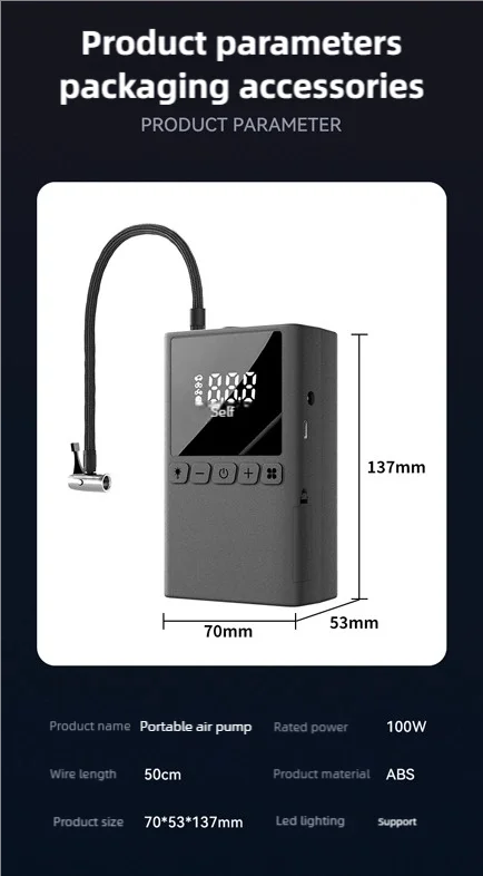 TINSOL Tragbare Elektrische Fahrradluftpumpe 150PSI Kabelloser Reifenfüller Geeignet für Fahrräder, Bälle, Motorräder und Autos – Detail 11