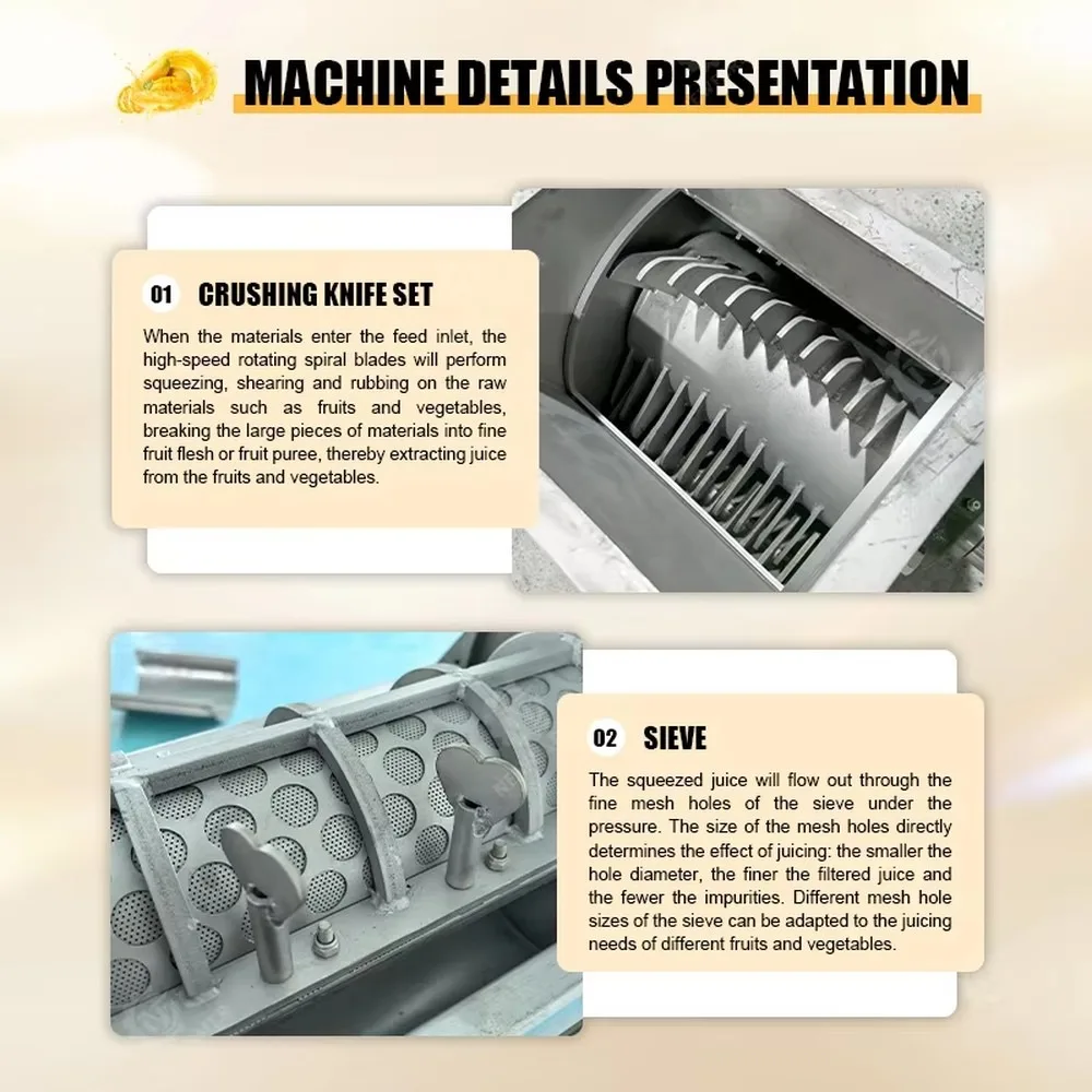 Industrial Automatic Cold Press Juicer High Productivity Fruit Vegetable Juice Extractor for Beverage Factory