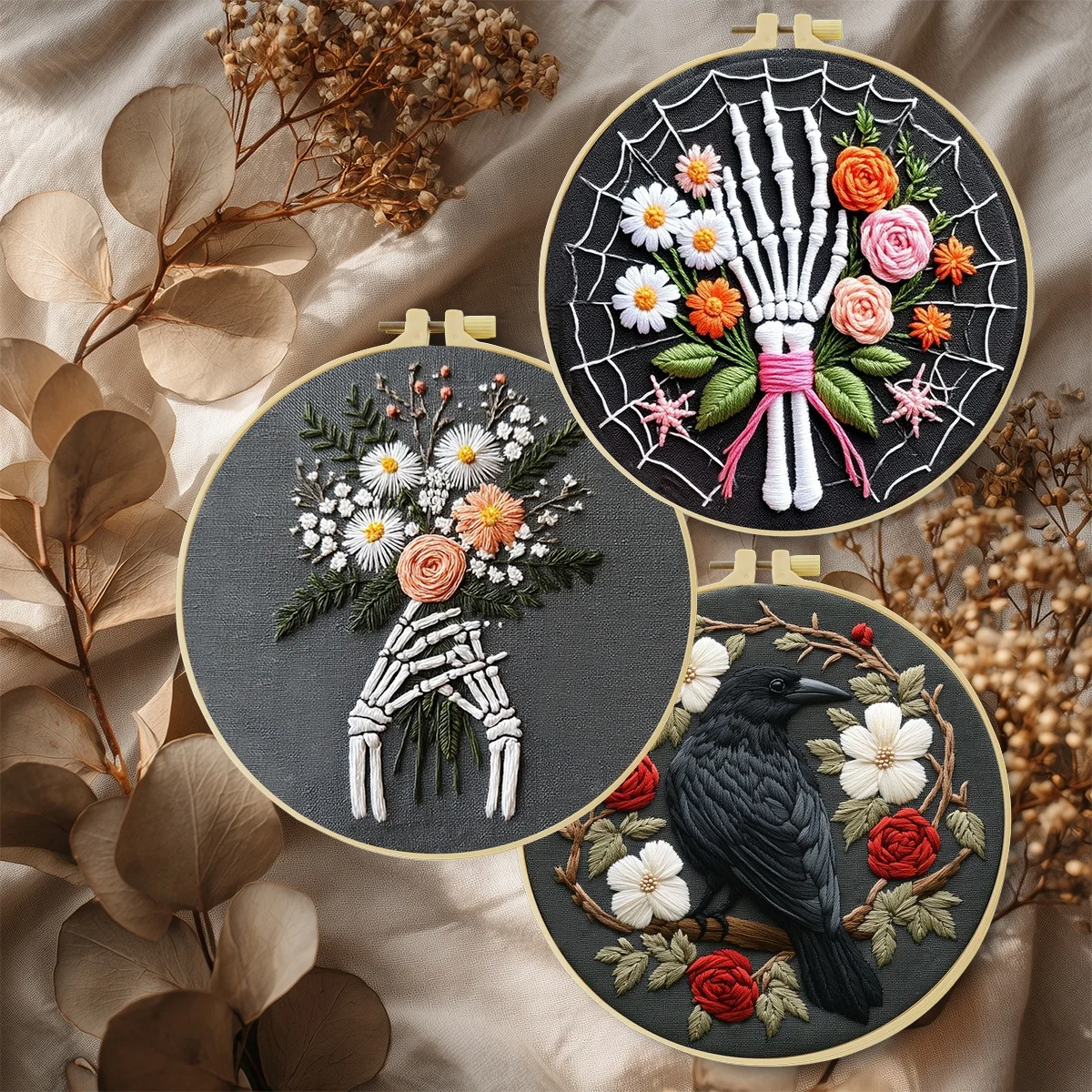 3-teiliges DIY-Stickmaterial-Set für Anfänger, inklusive Nadeln, Fäden, Stick-Starter-Kit, Kreuzstich-Kunst als Geschenk. – Detail 2