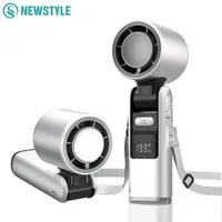 Handheld Portable Fan with Ice Cooler 4000mAh Rechargeable Pocket Fans Foldable Design LED Display 1-199-Speed Wind Cooling Fan