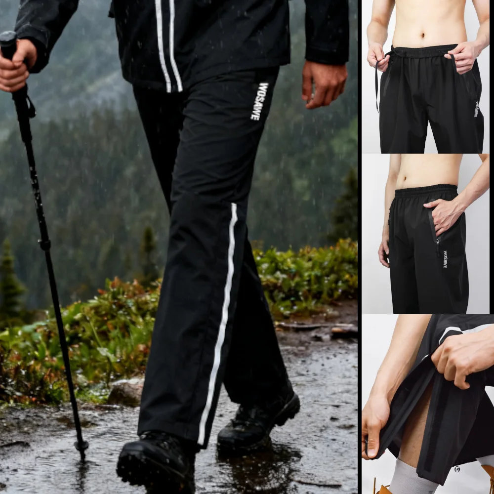 WOSAWE Hiking Rain Pants Outdoor Waterproof Pants Motorcycle Climbing Camping Cycling Sports Mountain Rain Trousers Shoe Covers