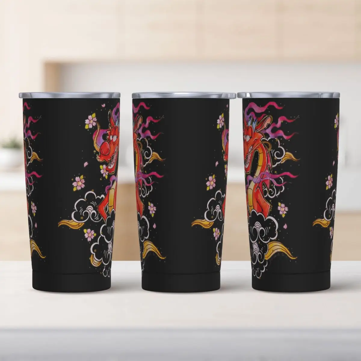 Stainless Steel Tumbler Mulan Mushu Coffee Mug Keep Heat Cold and Hot Mugs Cup Camping Custom Water Bottle