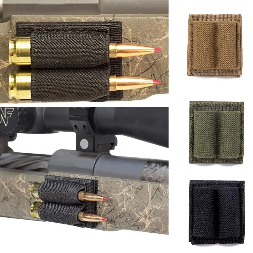 

Elastic 2-Round Bullet Holder Pouch Tactical Hook-and-Loop Ammo Carrier for Hunting Shooting Rifle Use,2 PCS/lot