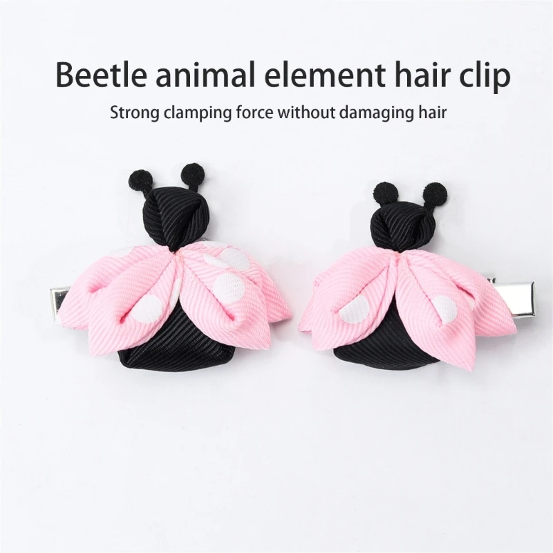 Colorful Cartoon Animal Hair Clip for Girls Kid Barrettes Ribbon Ladybird Handmade Hairpins Lovely Hairpins