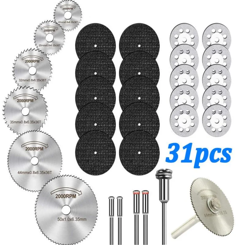 

10/31pc Diamond Cutting Discs Sanding Grinding Wheel Circular Saw Blade Woodworking Metal Mini Drill Rotary Tool Accessories