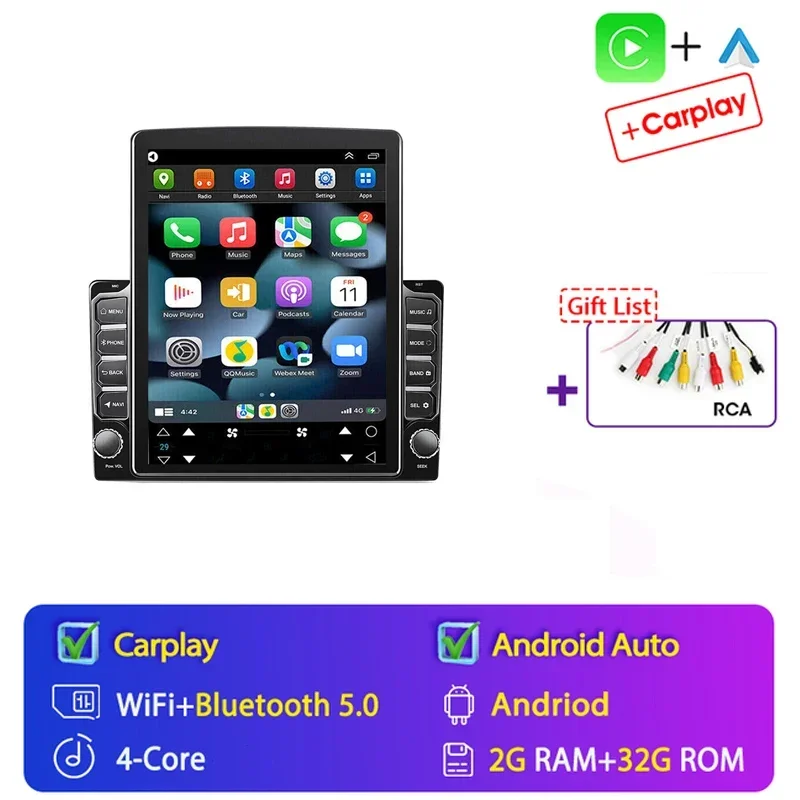 2 Din Android 15 Auto Universele Autoradio multimedia video Speler voor Tesla Type 9.7 inch Stereo Carplay 2din GPS navigatie