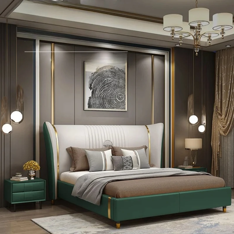 

Italian Minimalism Style Luxury Double Bed Bedroom Massage Girl Design Beauty Multifunctional Bed Sleeping Letto Hotel Furniture
