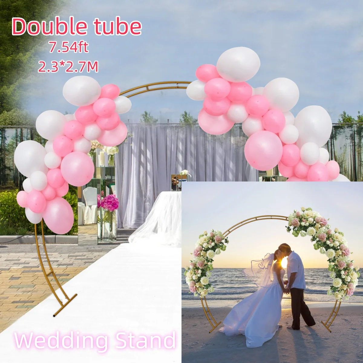 Wedding Circular Arch Double Tube Stand for Party Event Valentine Decoration Exquisite and Beautiful