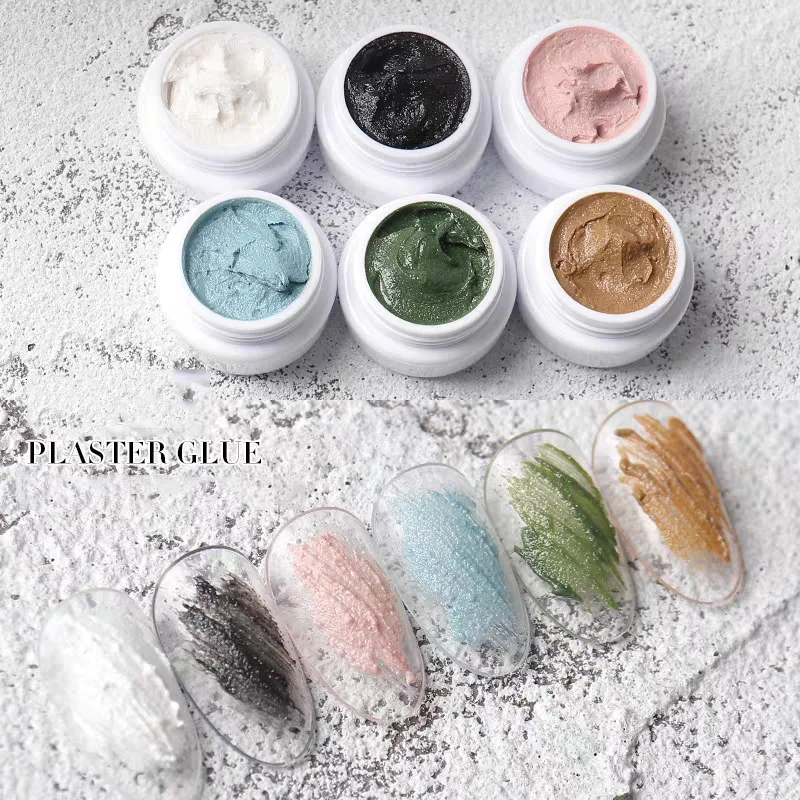 Newest Drawing Gel Nail Art Plaster Effect 3D Sand Texture No need Top Coat Gel Polish UV Nail Polish Lacquer Varnish 8g 6 Color