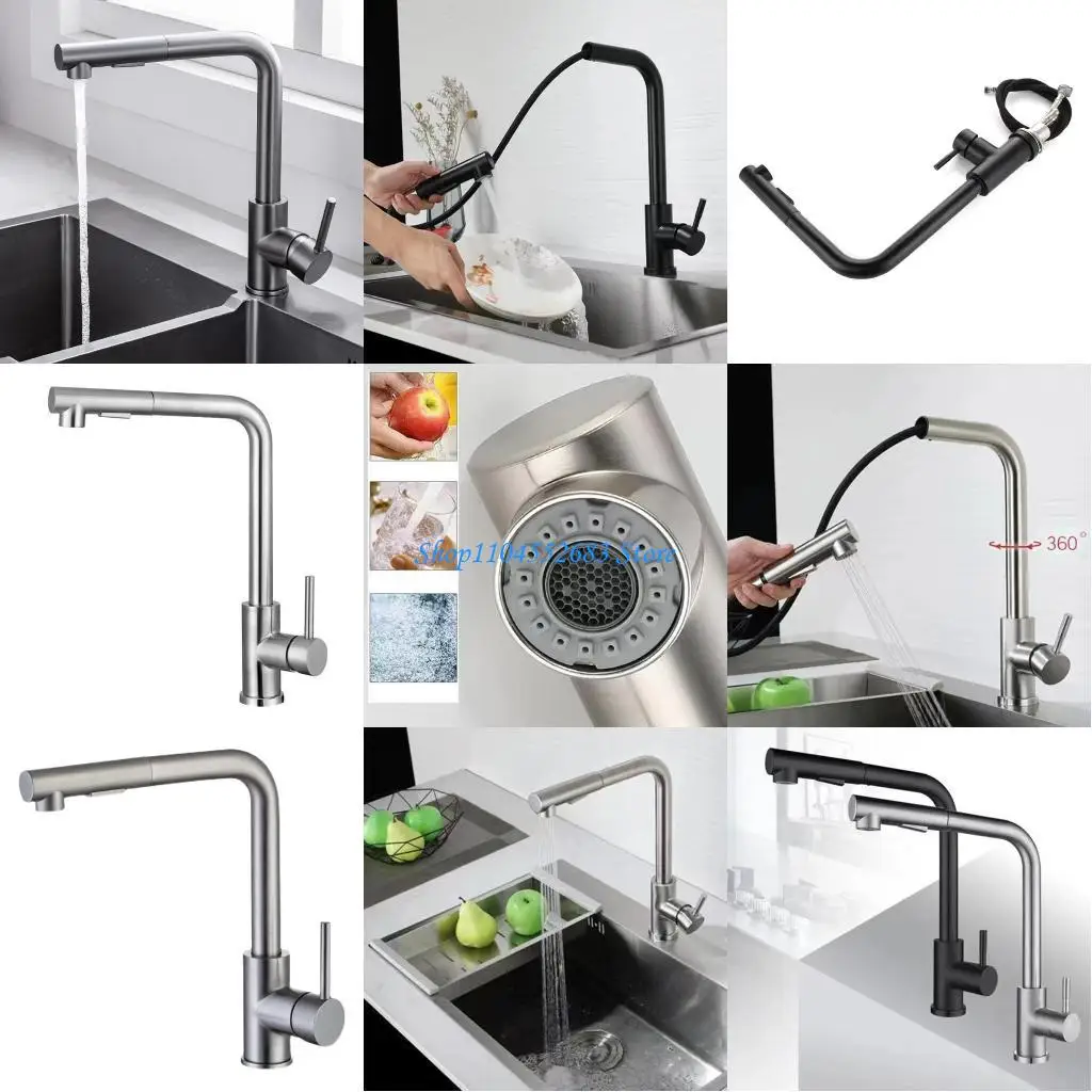

Y6GD Wall Mounted Kitchen Tap Steel Kitchen Faucet with Adjustment Sprays for Kitchen