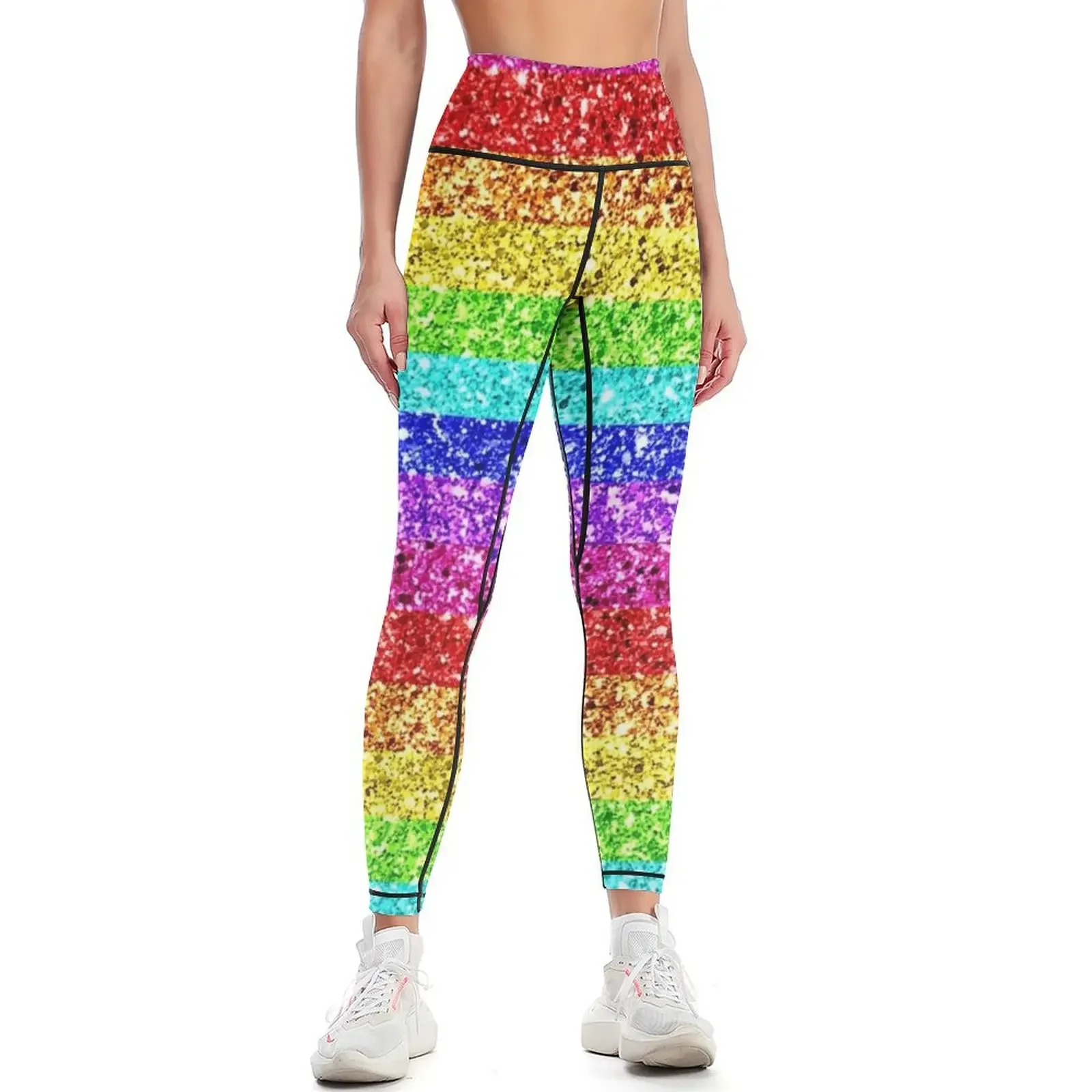 

Rainbow Glitter Leggings Sports pants for Women's high waist Leginsy push up Women sportwear Womens Leggings