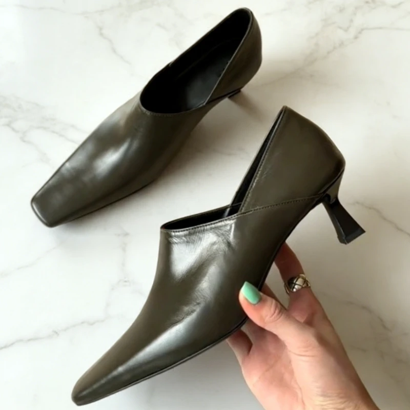 

Женские туфли-лодочки на низком каблуке с квадратным носком в ретро-стиле, из мягкой кожи, удобные дизайнерские лоферы для женщин, Zapatos Mujer