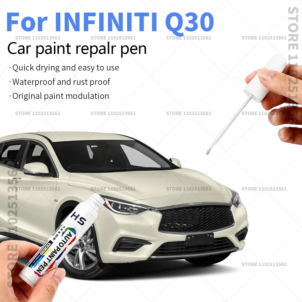 Car Touch Up Paint Pen Quick Repair Scratch Remover Auto Paint Brush Easy Application For INFINITI Q30 White Black Red Bronze