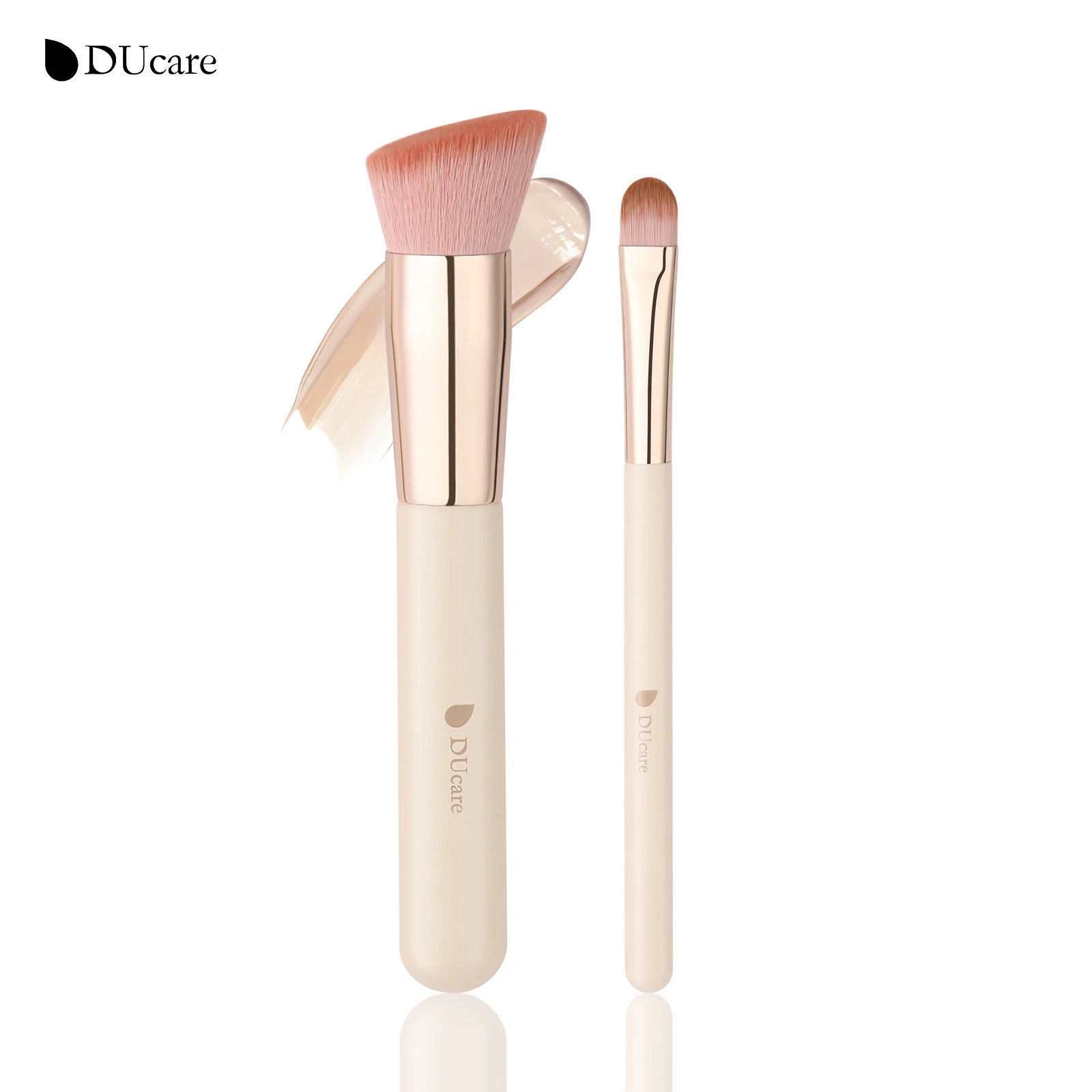 DUcare 2pcs Foundation Concealer Brush Flat Top Contour Brush for Face Synthetic Liquid Cream Blending Powder Makeup Tools