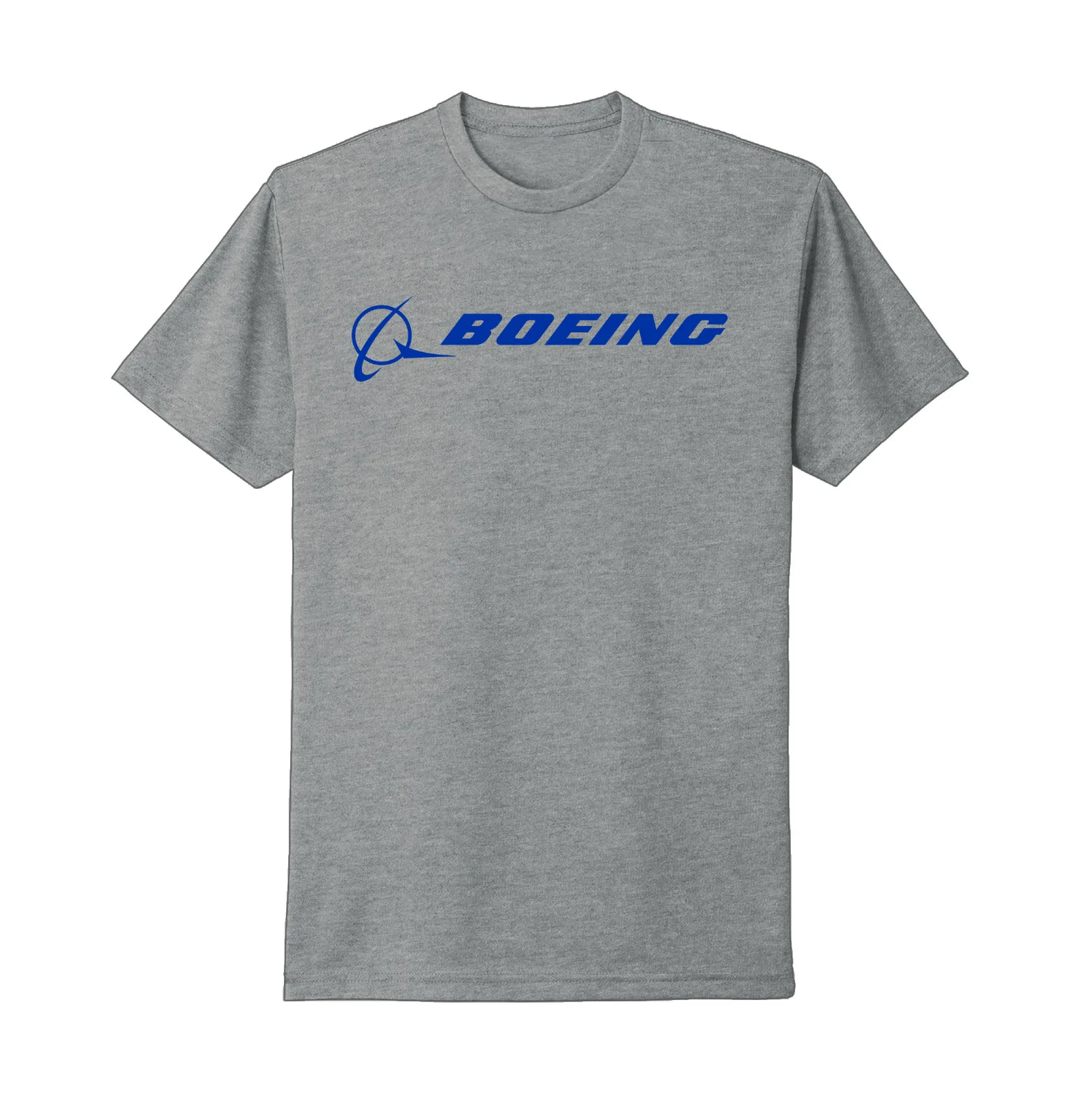 Boeing Aerospace Aviation American Aircraft Company Blue Logo Grey T-Shirt