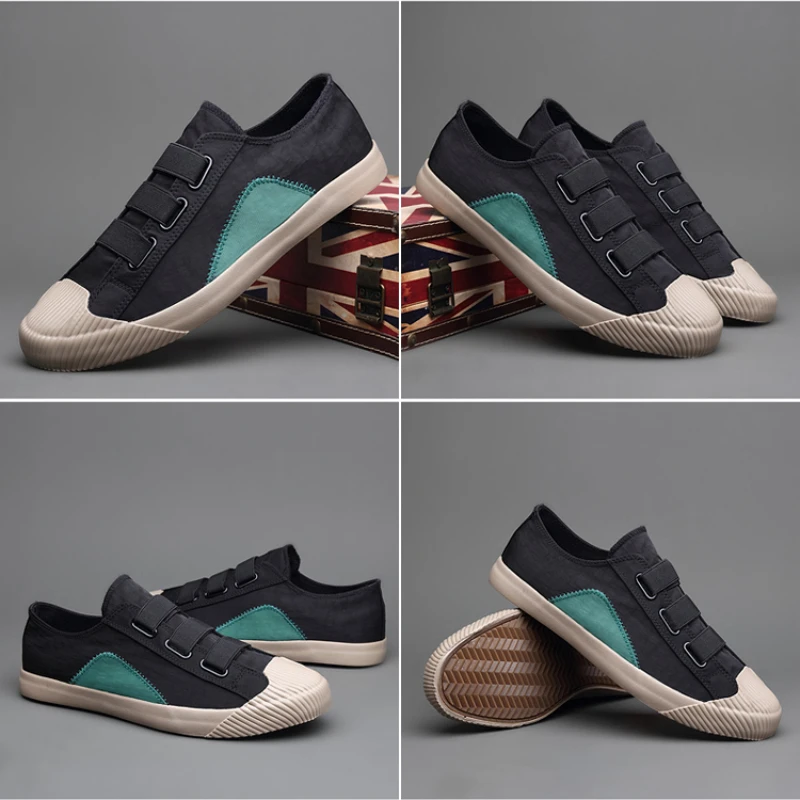 Breathable Canvas Casual Sneaker Shoes Elastic Band Men Designer Loafers Youth Trend Simple Joker Flats M20239