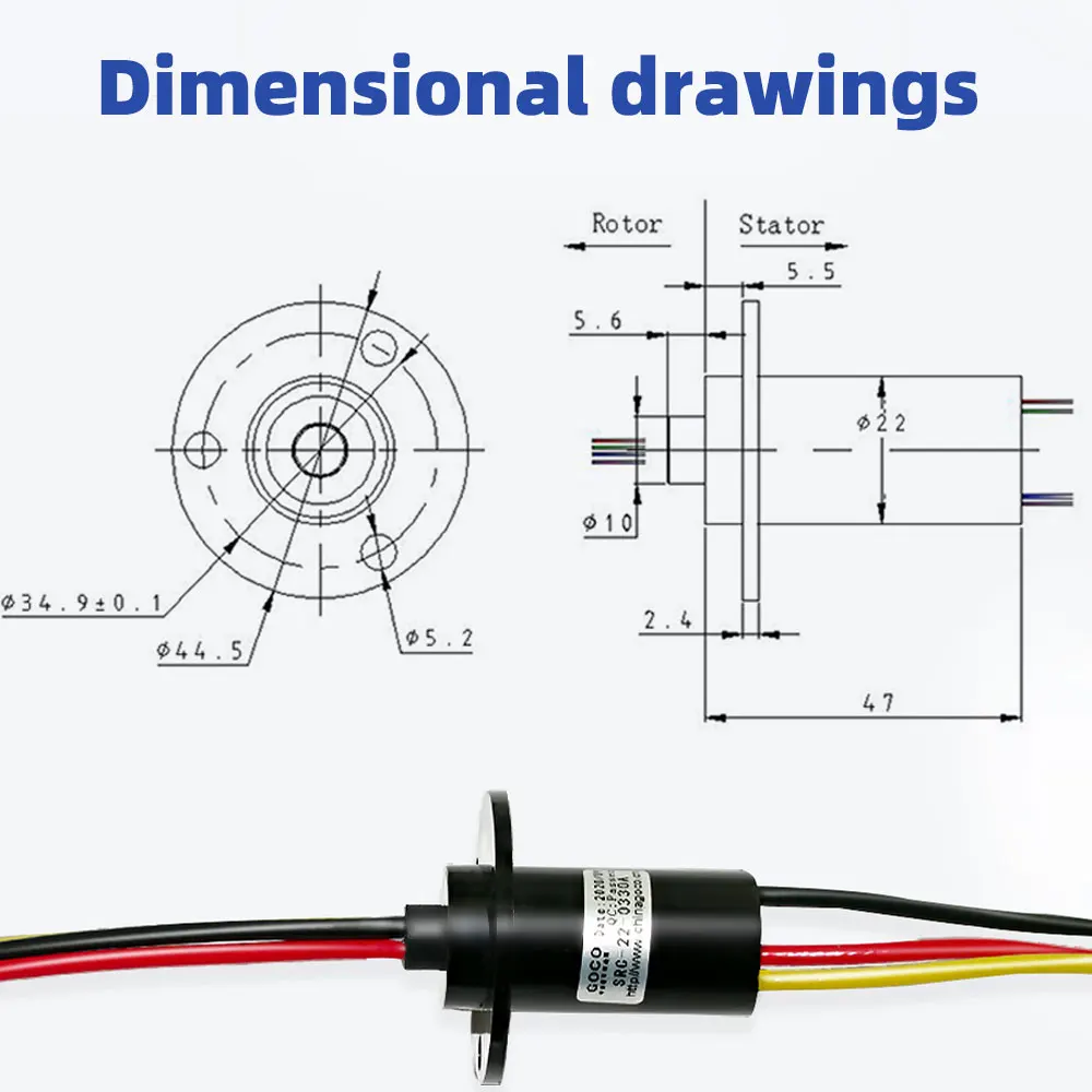 Wind PowerSlip ring 3-way 30a, each ring current 30a, rotating dining table slip ring wire diameter 3.5mmSRC-22-0330A