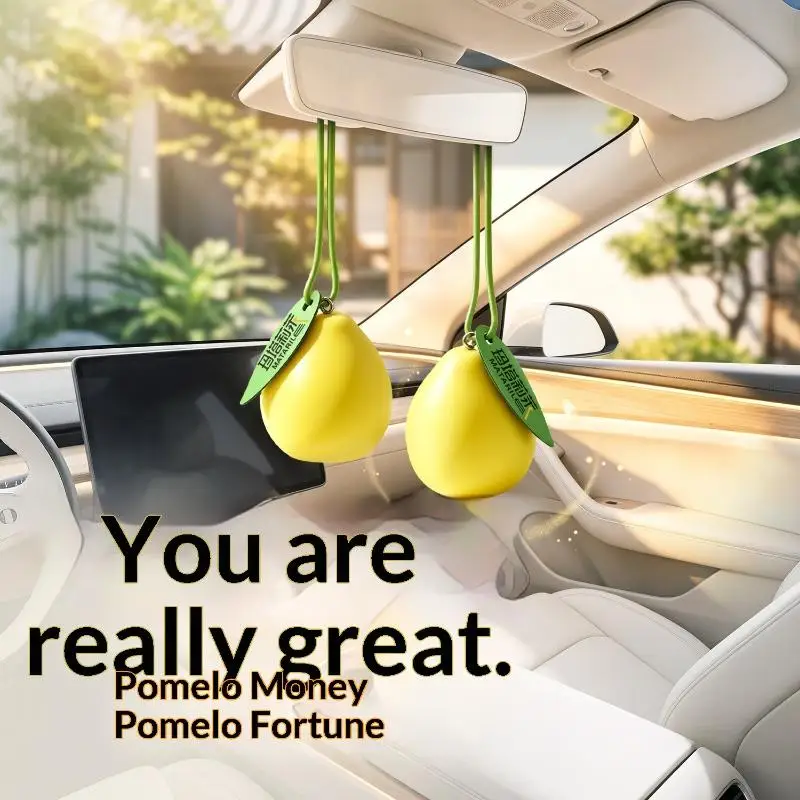 Pomelo Shaped Fragrance Diffuser Pendant Long Lasting Natural Fruit Scent Portable Hanging Air Freshener for Car Bag Gift