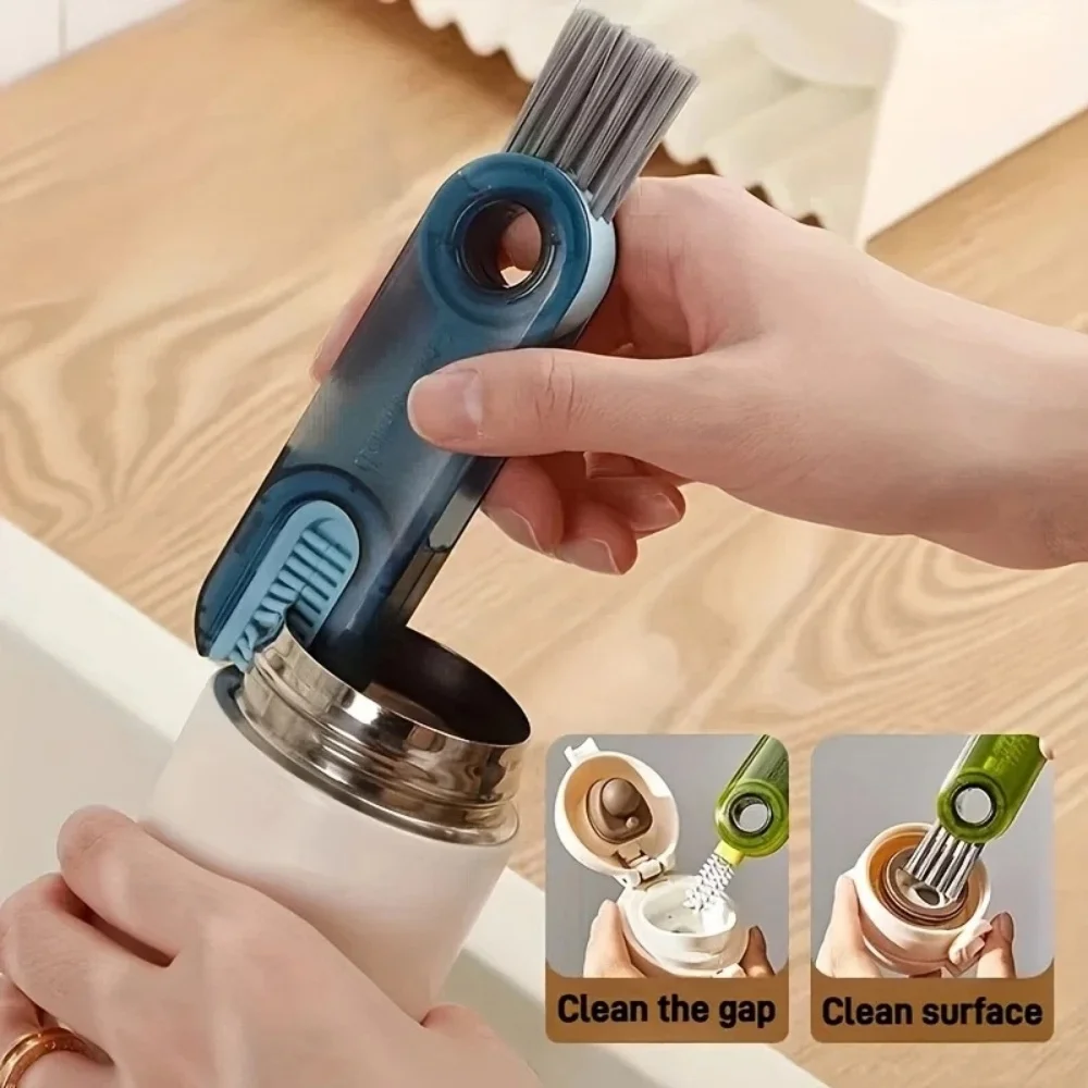 1PC 3 in 1 Cup Cleaning Brush Cup Brush Water Artifact Thermos Bottle Gap U-shaped Cup Mouth Cup Lid Brush Cleaning Accessories