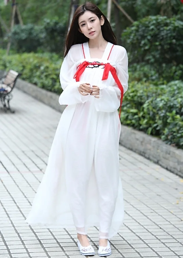 Costume Hanfu traditionnel chinois blanc pour femmes, vêtements de danse princesse pour filles, tenue de la dynastie Tang, vêtements des Prairies