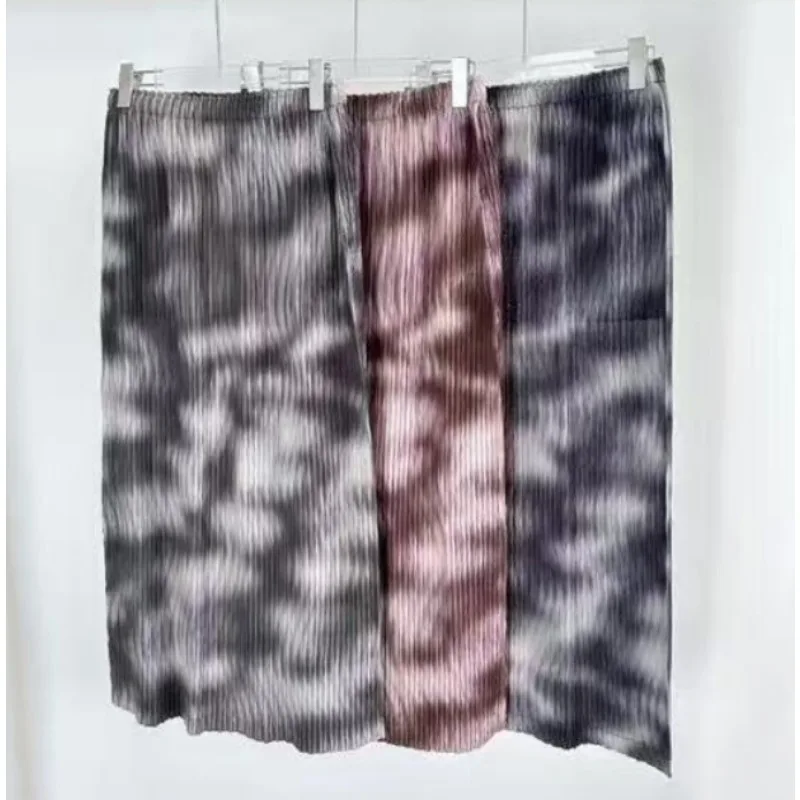 Miyake novo cardigan feminino jaqueta superior plissado estiramento cintura elástica meia saia moda temperamento fino commuter terno