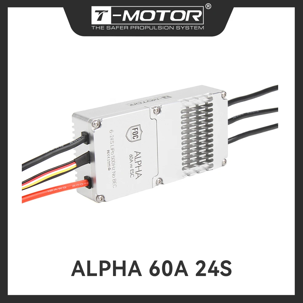 T-MOTOR ALPHA 60A 24S FOC ESC Electronic Speed Control High Efficiency For  Multirotor U12II KV60 U13II KV65 Brushless Motor