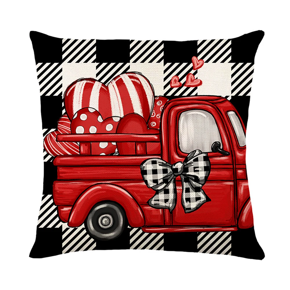 Pillow Covers Polka Dot Stripes Love Heart Buffalo Plaid Valentine Pillows Decorative Throw Pillows Valentines Day Decor 4pcs