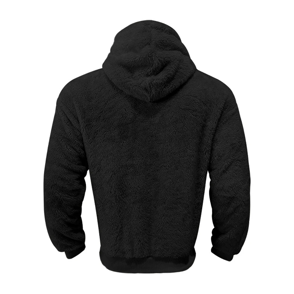 

Men Autumn Winter Warm Velvet Loose Solid Long Sleeve Pockets Hooded Sweatshirts Fashion Casual Pullover