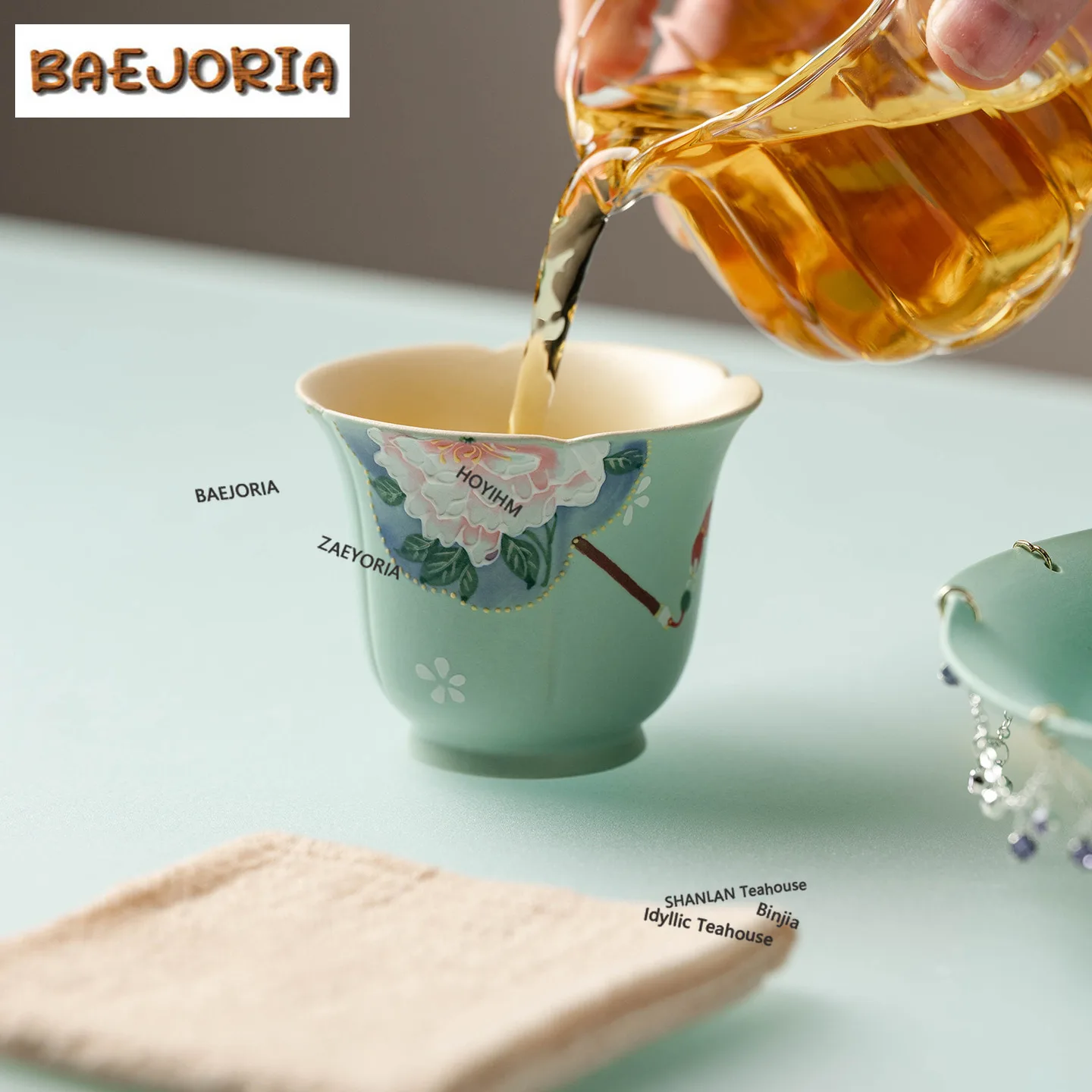 Чашка для чая BAEJORIA 95 мл с ручной росписью пионов, ручной работы, красивая чашка для чая, персональная чашка для чаепития, мастерские чашки Jianzhan.