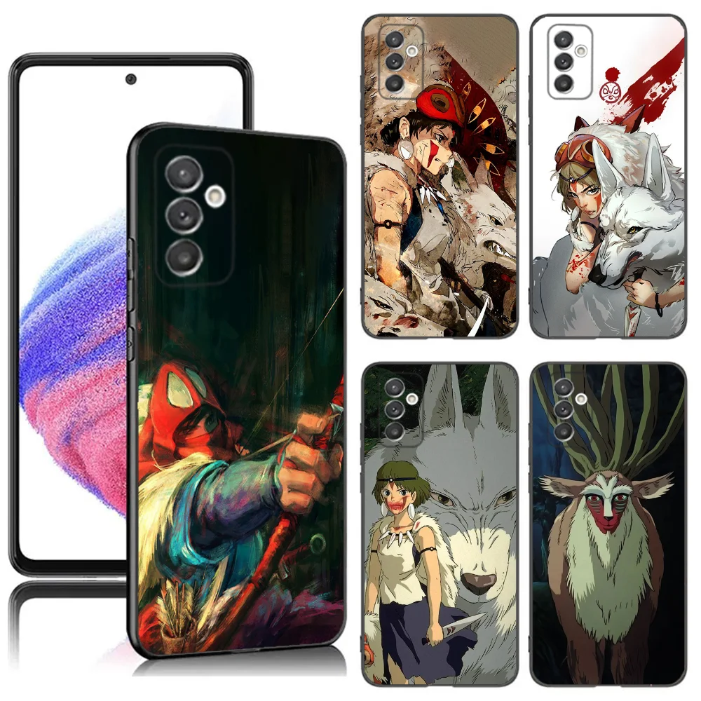 

P-Prince M-MononokeS Phone Case For Samsung S24,23,22,30,21,10,9,Ultra,Plus,Lite,FE,5G Black Soft Case