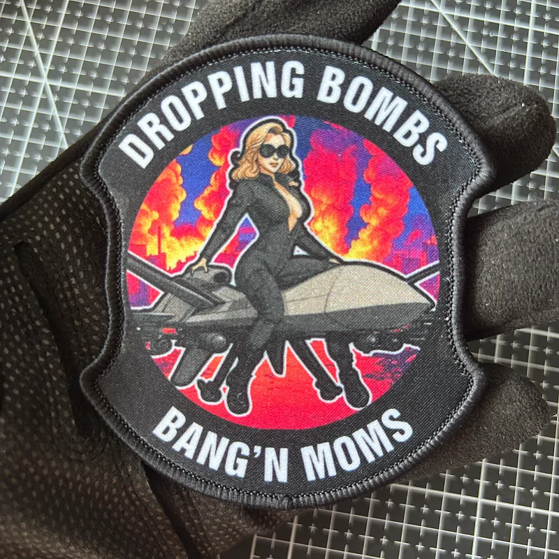 Picture 7: Dropping Bombs Bang'n Moms Tactical Patch Beautiful Woman Morale Badge Printing Patches Hook and Loop Military Backpack Sticker
