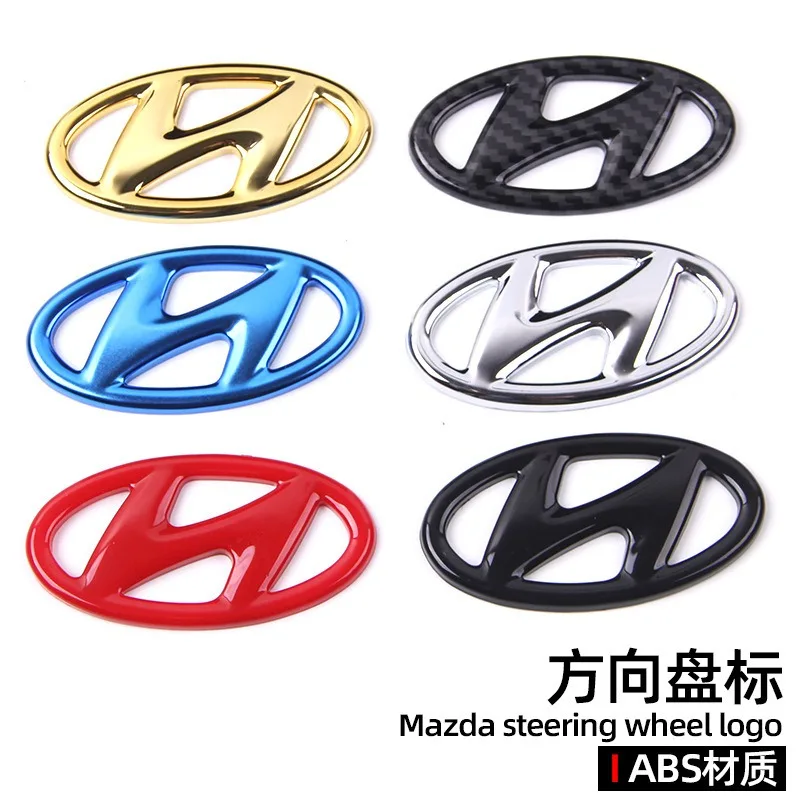 Estilo do carro abs volante do carro centro adesivo para hyundai tucson santafe sonata destaque elantra emblema decalque acessório