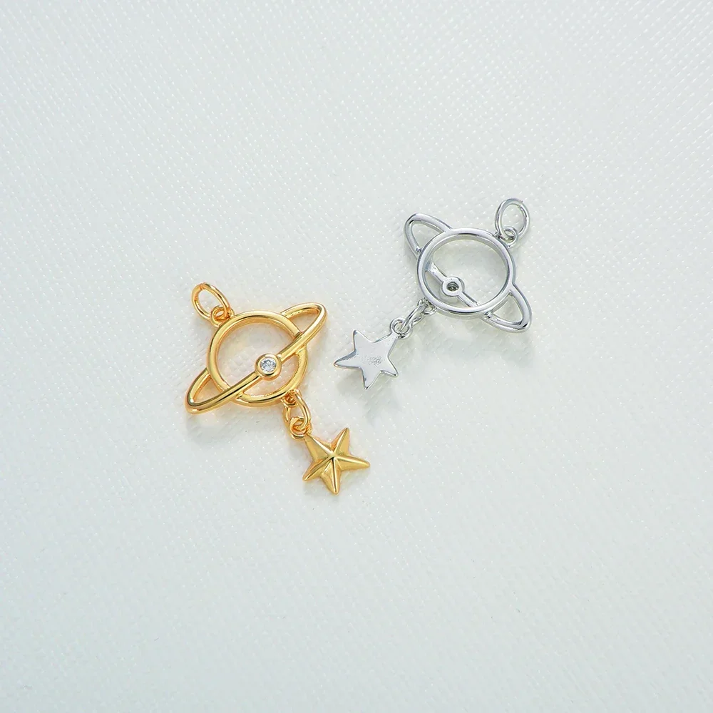 7 Pcs Colorful Zircon Pendant DIY Necklace Earring Jewelry Accessorie Lightning Satellite Star Unisex Bat Flower Mermaid Charm