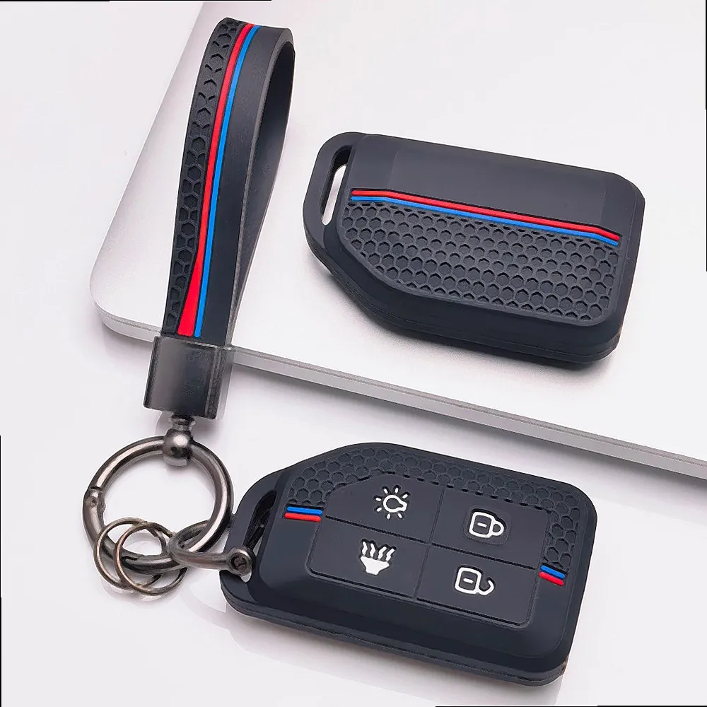 Honeycomb Flip Key Fob Case with Keychain for Volvo New FM FH Truck FH16 Tractor Van Heavy Truck Folding Soft Silicone Key Shell