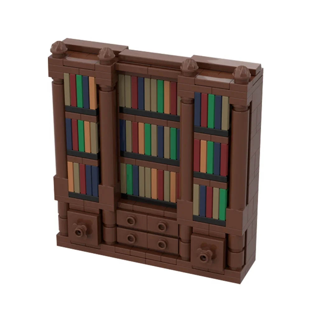 Gobricks MOC الإبداع رف كتب ألعاب مكعبات البناء للمكتبة والدراسة منزل الملحقات لتقوم بها بنفسك مشاهد الطوب الأطفال هدية