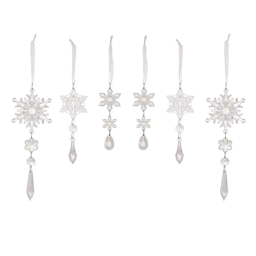 Joyful Acrylic Christmas Tree Decorations A Collection of 6 Stylish Pendants for Enhanced Festive Vibes at Home