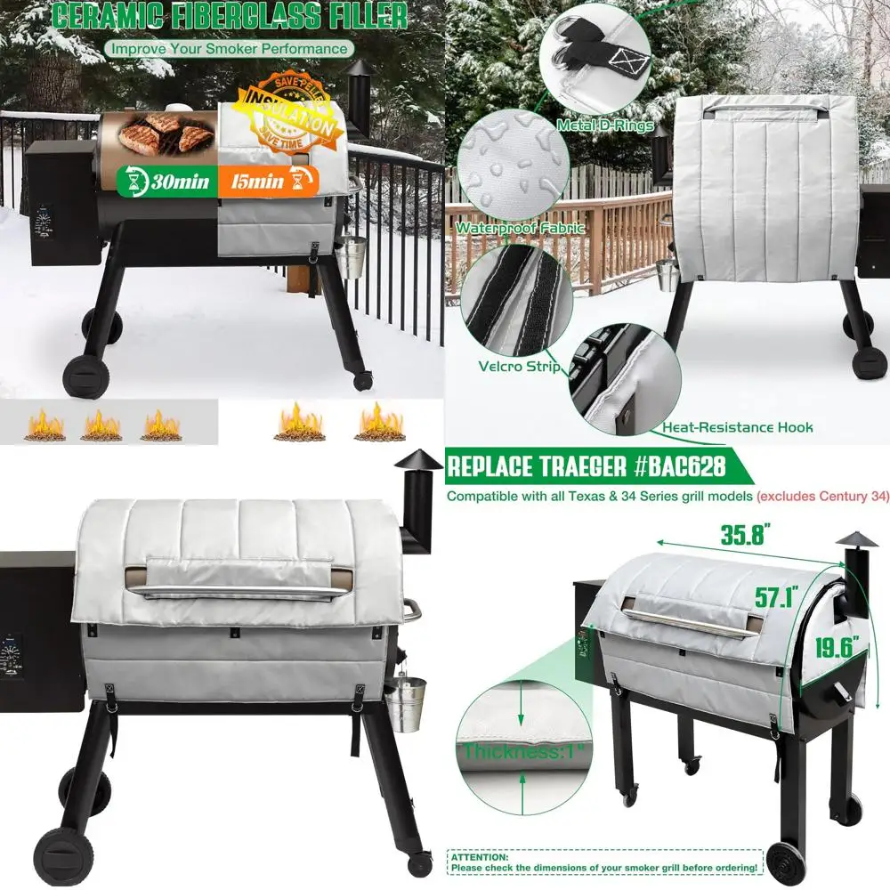 

Traeger Pro Series 34 Texas Insulated Cover - Replacement Thermal Blanket for BBQ and Smoking Grill Accessories