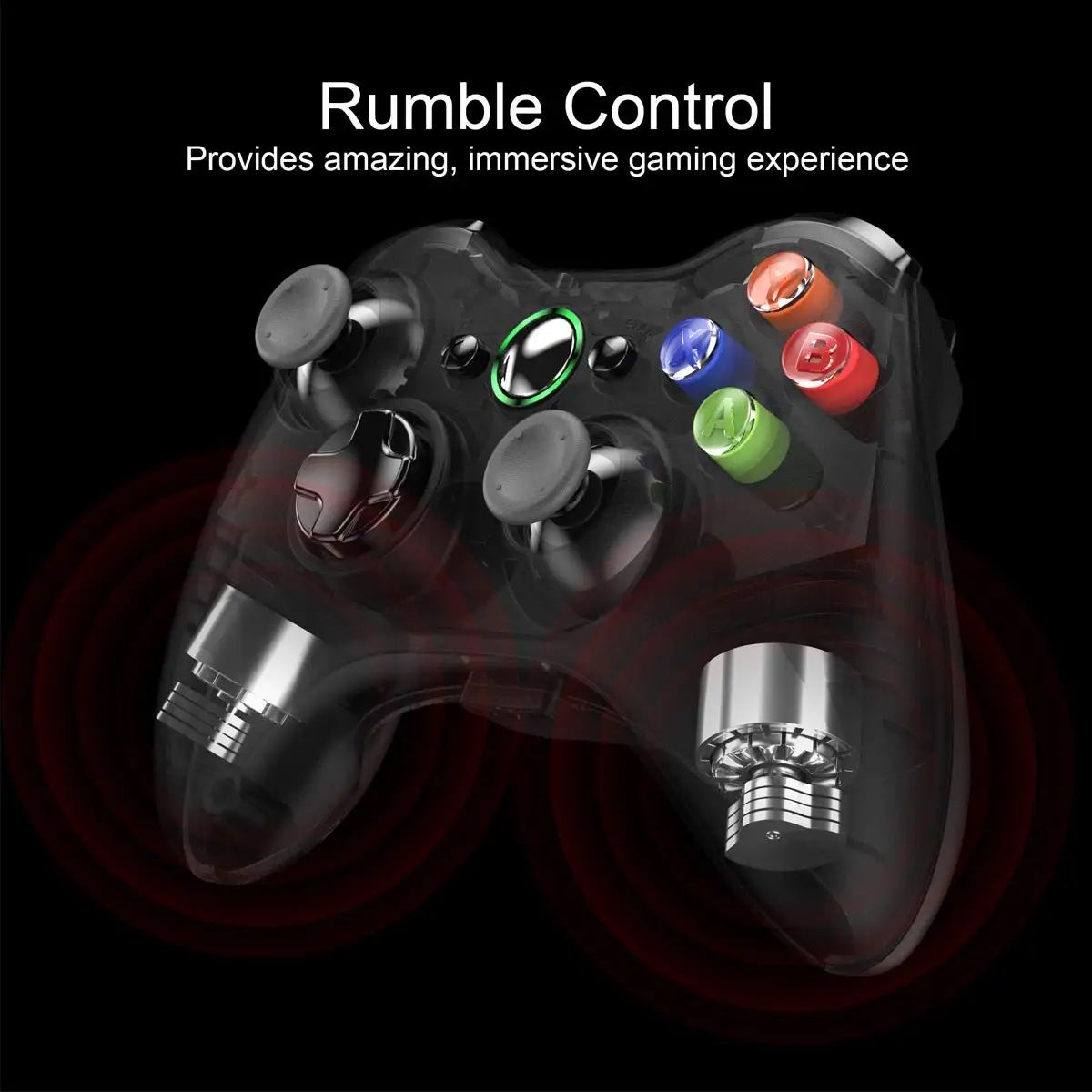 Wireless Controller with Receiver Compatible with Microsoft Xbox 360/Slim/Windows 11/10/8/7, with Upgraded Joystick/Dual Shock